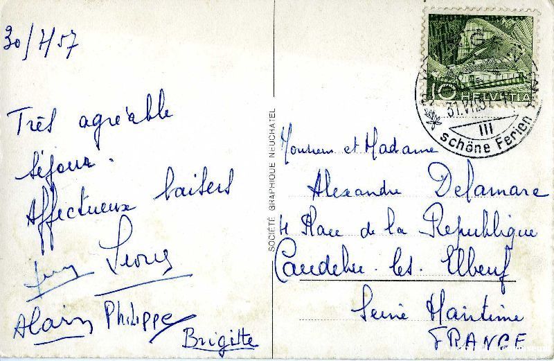 Cartoline postali: Wengen - Fotokarte + 1957 – Usato da Emmenbrücke venduto da teestube 1