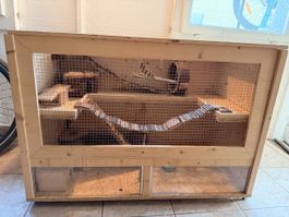 Holz Kleintierkfig mit Zubehör gebraucht