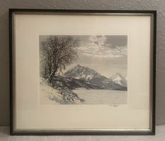 Aquatinte Originale Hans FIGURA Sommet du Serles Tyrol