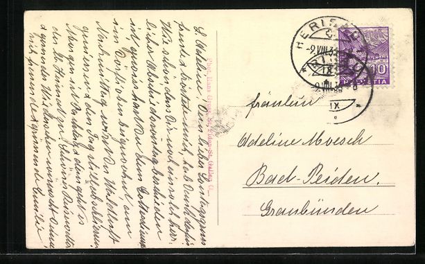 Cartoline postali: Herisau, Ortsansicht mit Bergblick aus d – Usato da Berlin venduto da bartko-reher 1