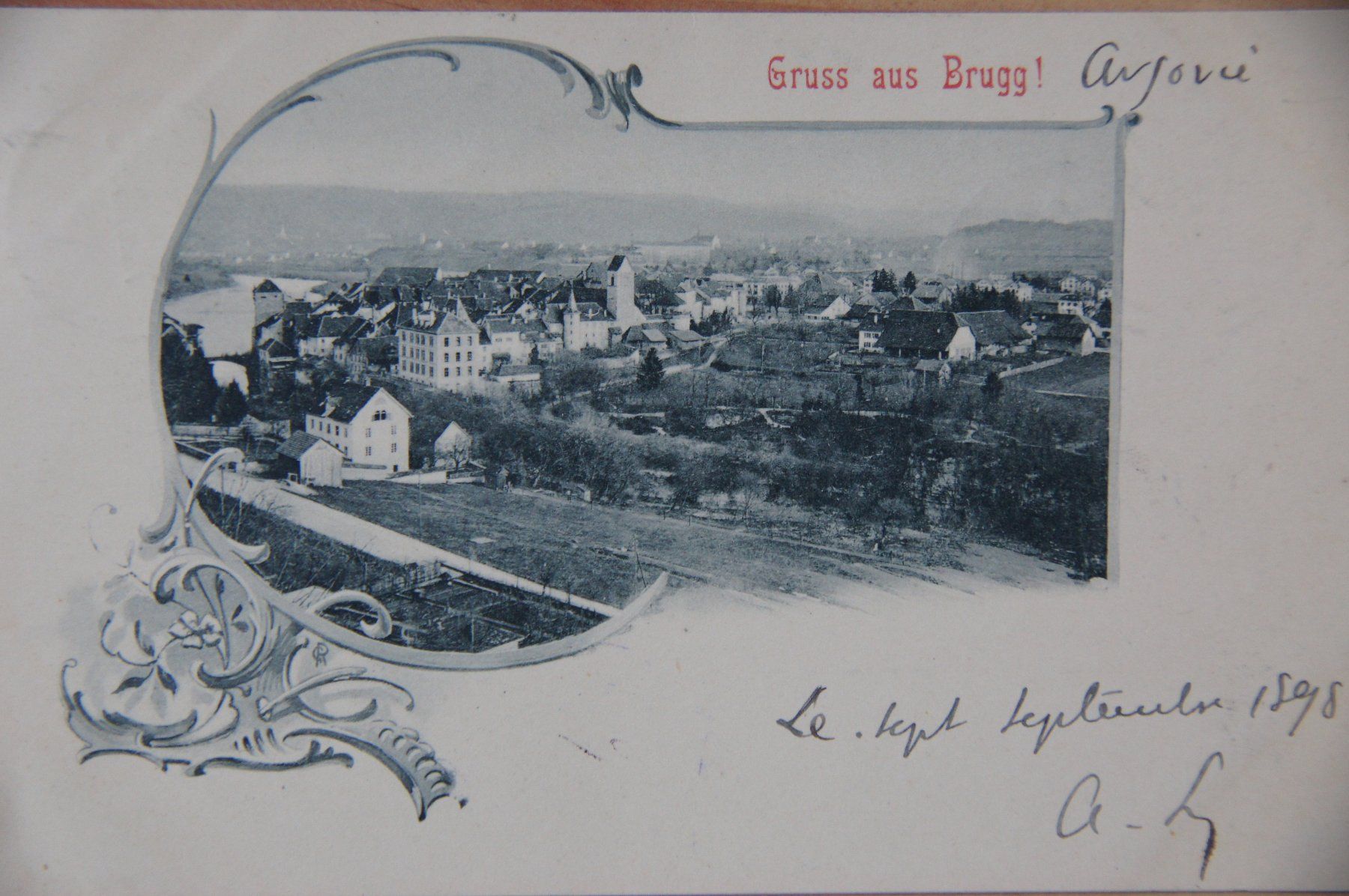 Cartoline postali: Grusskarte Brugg 1898 – Usato da Brugg AG venduto da He5200