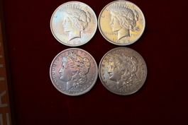 4 USA Silber Dollar 900 fein tot 108gr.