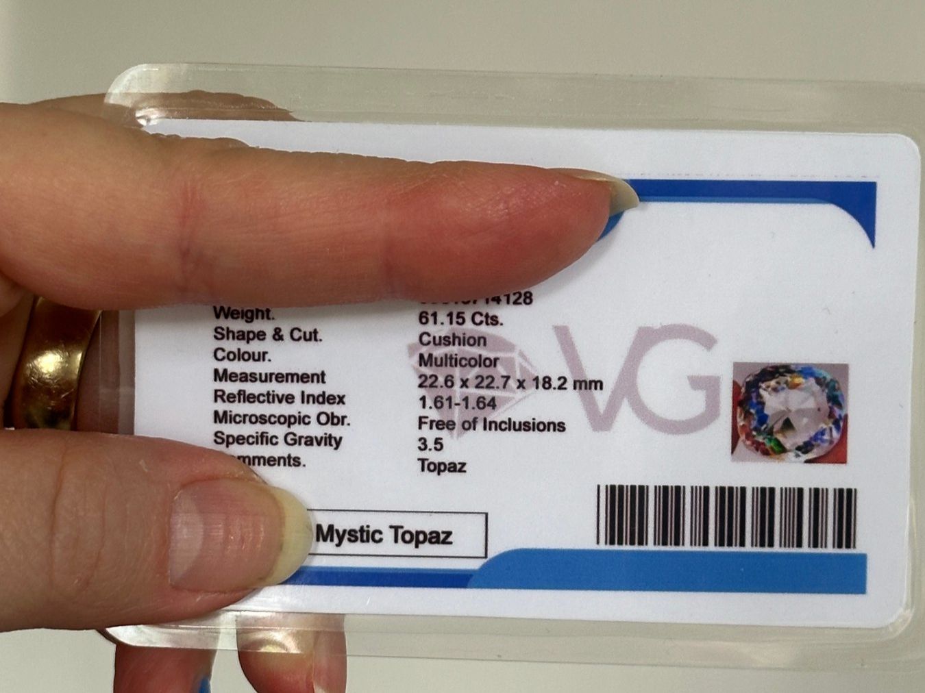 Edelsteine: 61.15 Ct. Certified Radiant Cut Mystic – Neu und originalverpackt aus Genève von AWWA 9