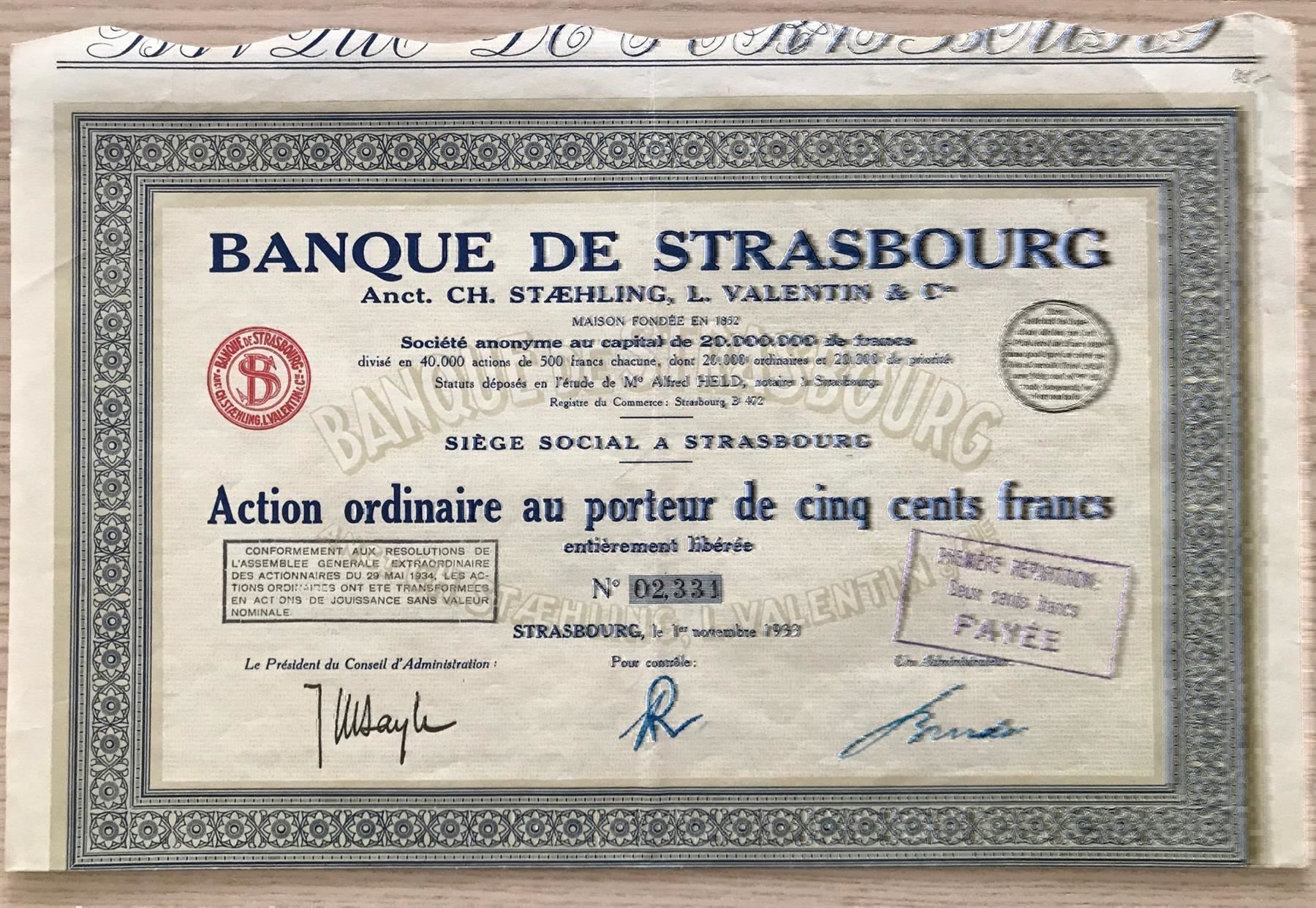 Documents: Banque De Strasbourg France – D'occasion à Rotkreuz par Parcore