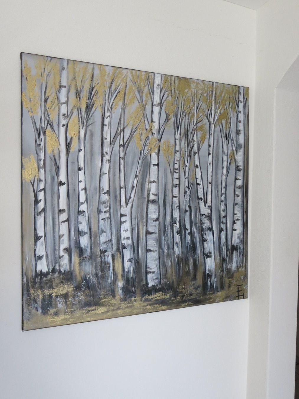 Dipinti: Handgemaltes Bild, Birkenwald (Unikat) – Nuovo e nell'imballaggio originale da Lachen SZ venduto da artbyblondangel 3