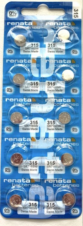 Caricatori & Batterie: Renata 315 Knopfzellen, neu, 10 Stueck, Silber 1.55V – Nuovo (secondo la descrizione) da Grenchen venduto da chththl