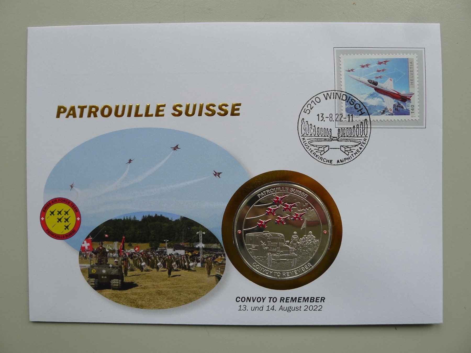 Tutti i francobolli: 2022, Patrouille Suisse Numisbrief "Convoy to remember" – Usato da Sursee venduto da Luzernerraute