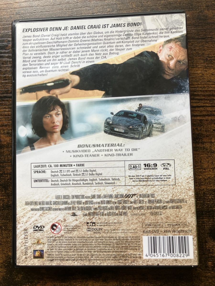 Tutti i DVDs: 007 Ein Quantum Trost DVD – Usato da Glarus venduto da Jhuber78 1