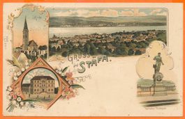 Gruss aus STÄFA - 4-Bild - Chromolitho ca. v.1900/05 -Künzli