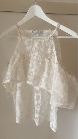 Mango Bluse weiss Spitze Grösse S/M guter Zustand