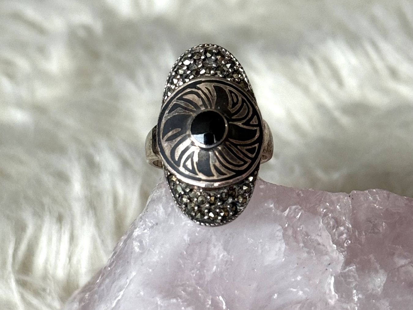 Anelli: Vintage Silberring 925 mit schwarzem Stein – Usato da Istighofen venduto da Ringparadies