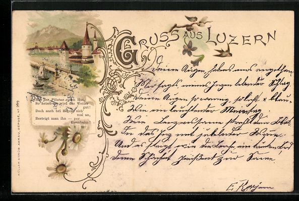Cartoline postali: Litho Luzern, Segelboote vor Ort, mit Ge – Usato da Berlin venduto da bartko-reher