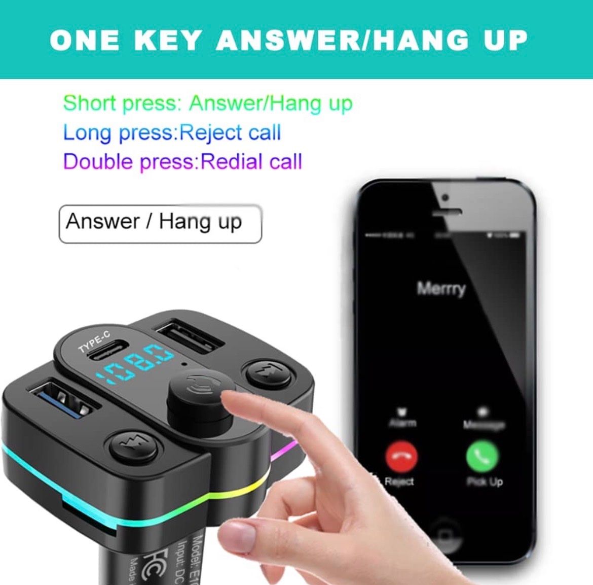Unità & Adattatore: Neuer FM Transmitter mit USB, Type-C und Rainbow LED! – Nuovo e nell'imballaggio originale da Emmenbrücke venduto da ShopDirect 4