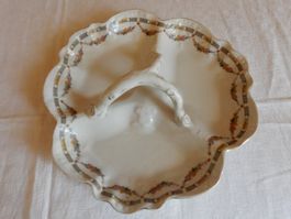 Alte Französische Porzellanschale, geteilte Schale, "Diener"
