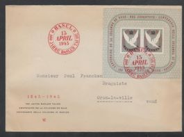 100 Jahre Baslertaube Block auf Brief mit Sonderstempel