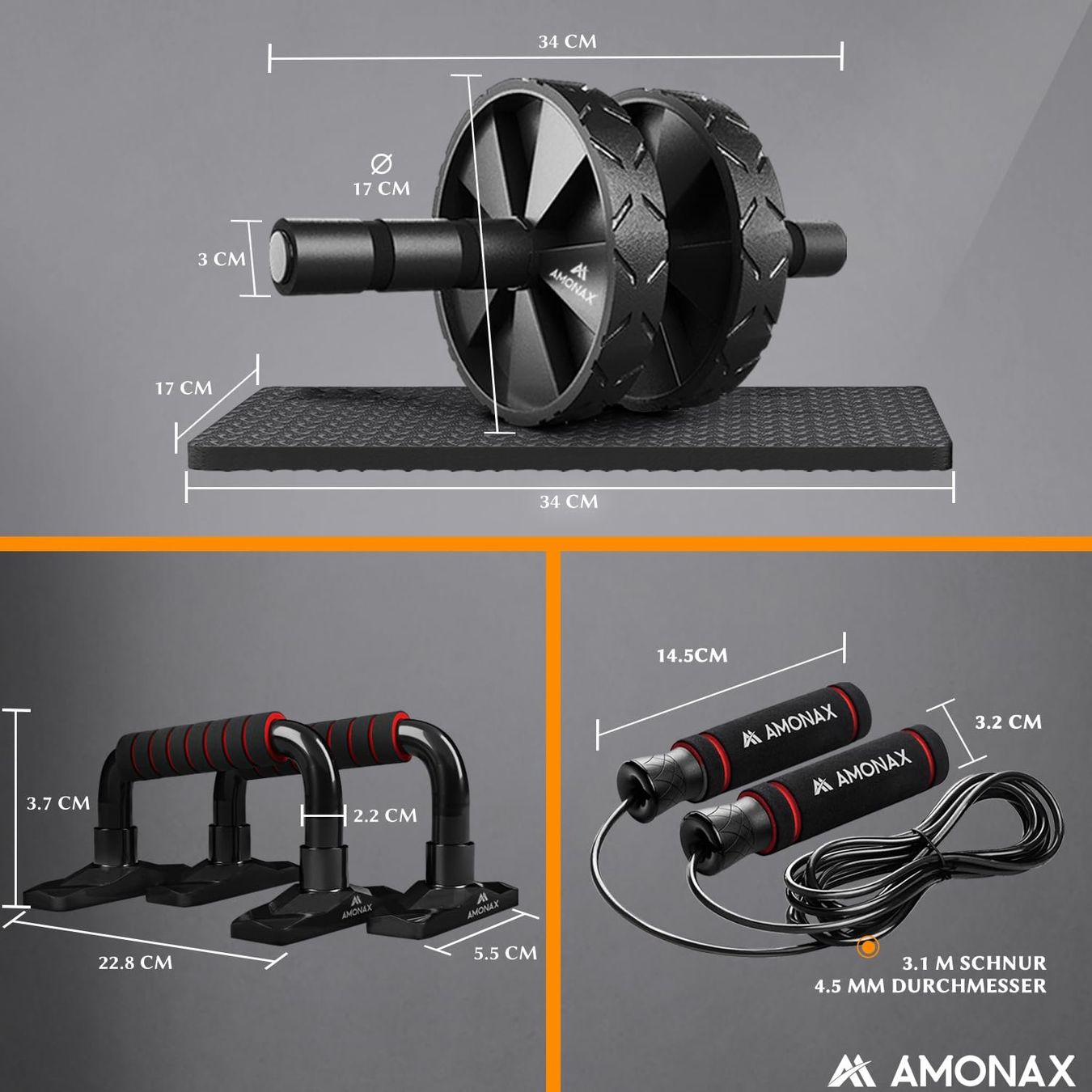 Hometrainer: Bauchroller Bauchtrainer AB Wheel Set Kniematte Springseil – Nuovo e nell'imballaggio originale da Dörflingen venduto da Nixhub 5