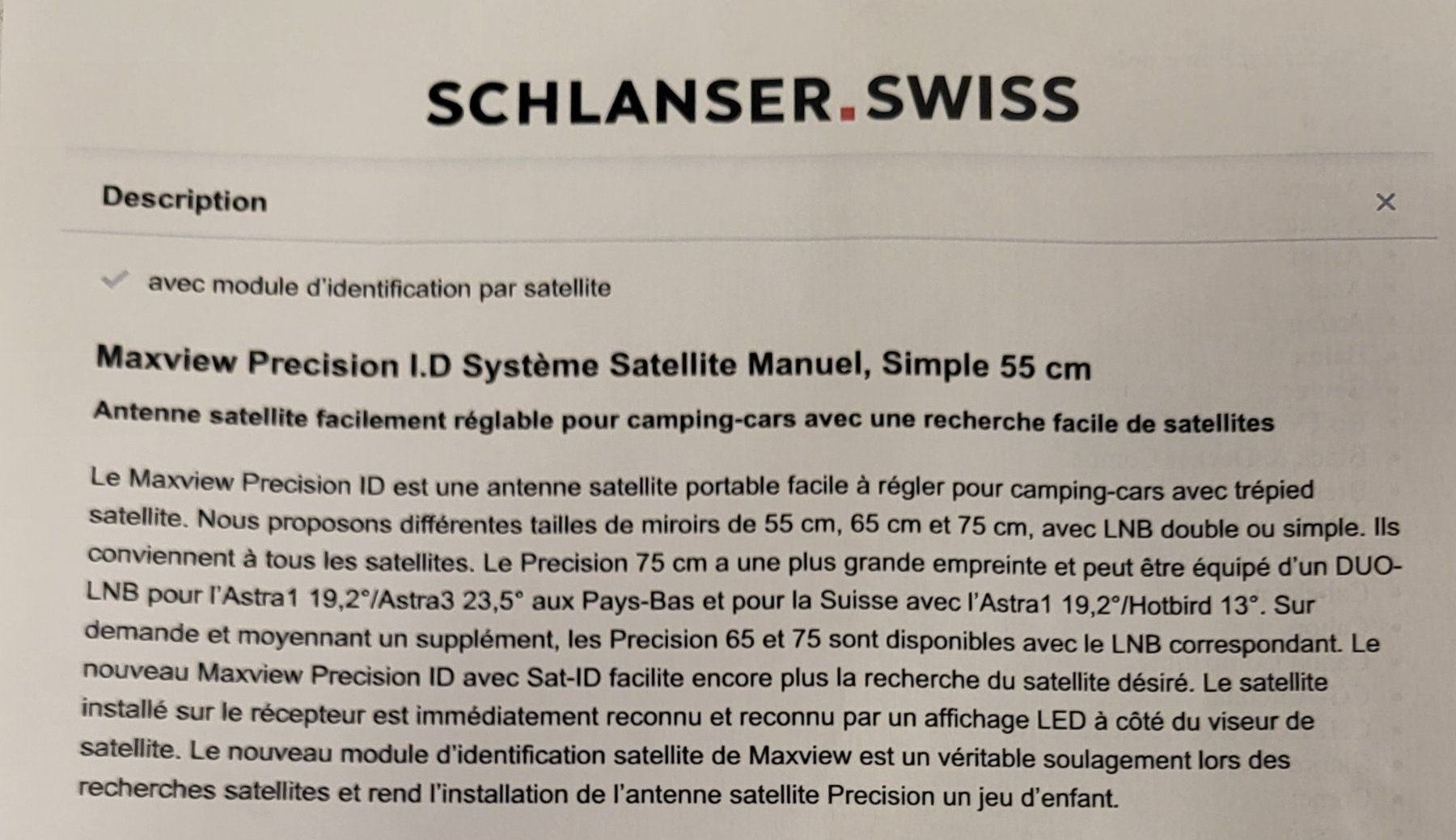 Radiocomunicazione: Antenne Maxvie Precision I.D Manuelle Sat-Anlage Single 55 c – Nuovo (secondo la descrizione) da La Chaux-de-Fonds venduto da GLLOQ70 1
