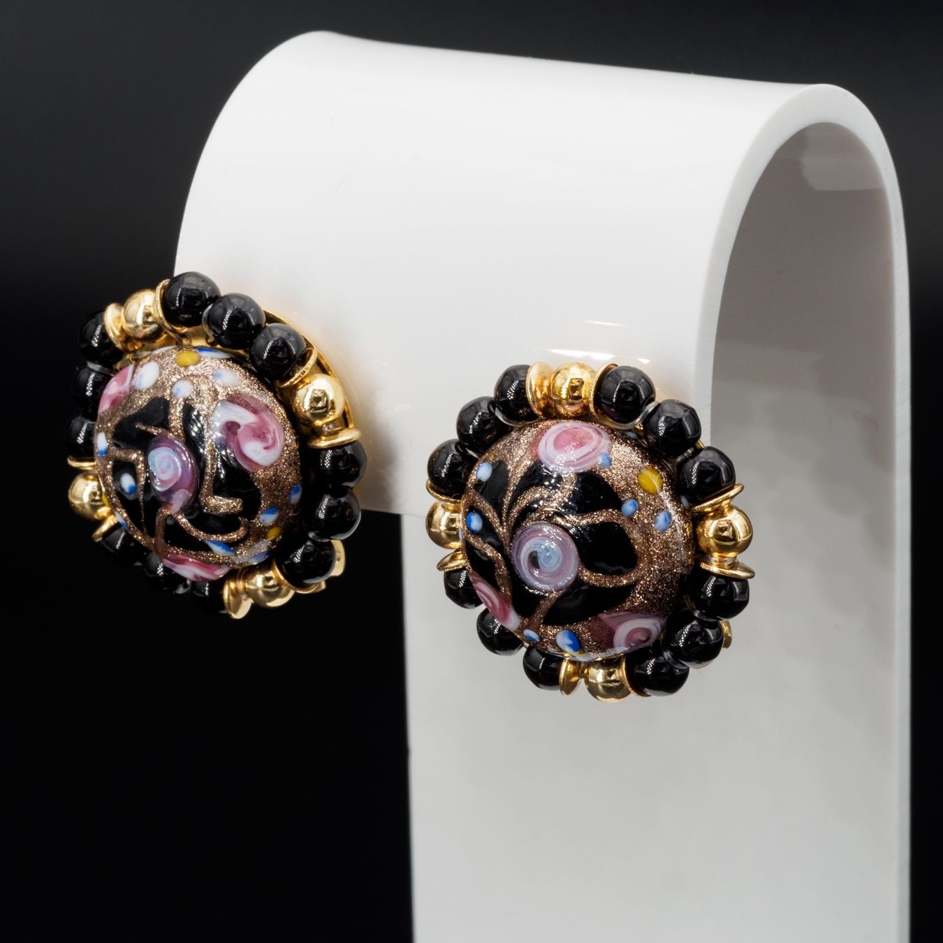 Boucles d'oreille: Vinatge Ohrclips; Lampwork-Glas – D'occasion à Zürich par nostalgic_treasures