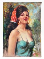 Franco GERLI (Italie 1920) huile sur toile jeune gitane