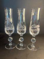 3 Kristallgläser Jagdmotive Kaspar Bleichkristal, ca 1940