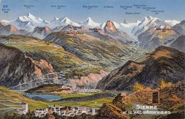 Vogelschau-AK: Sierre, Val d'Anniviers, circulée 1922