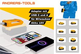 USB C-A Akku-Adapter für Dewalt Li-Ion Akku 18 - 20V
