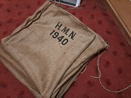5 Militär Sandsäcke 2.Weltkrieg,  1940 gestempelt
