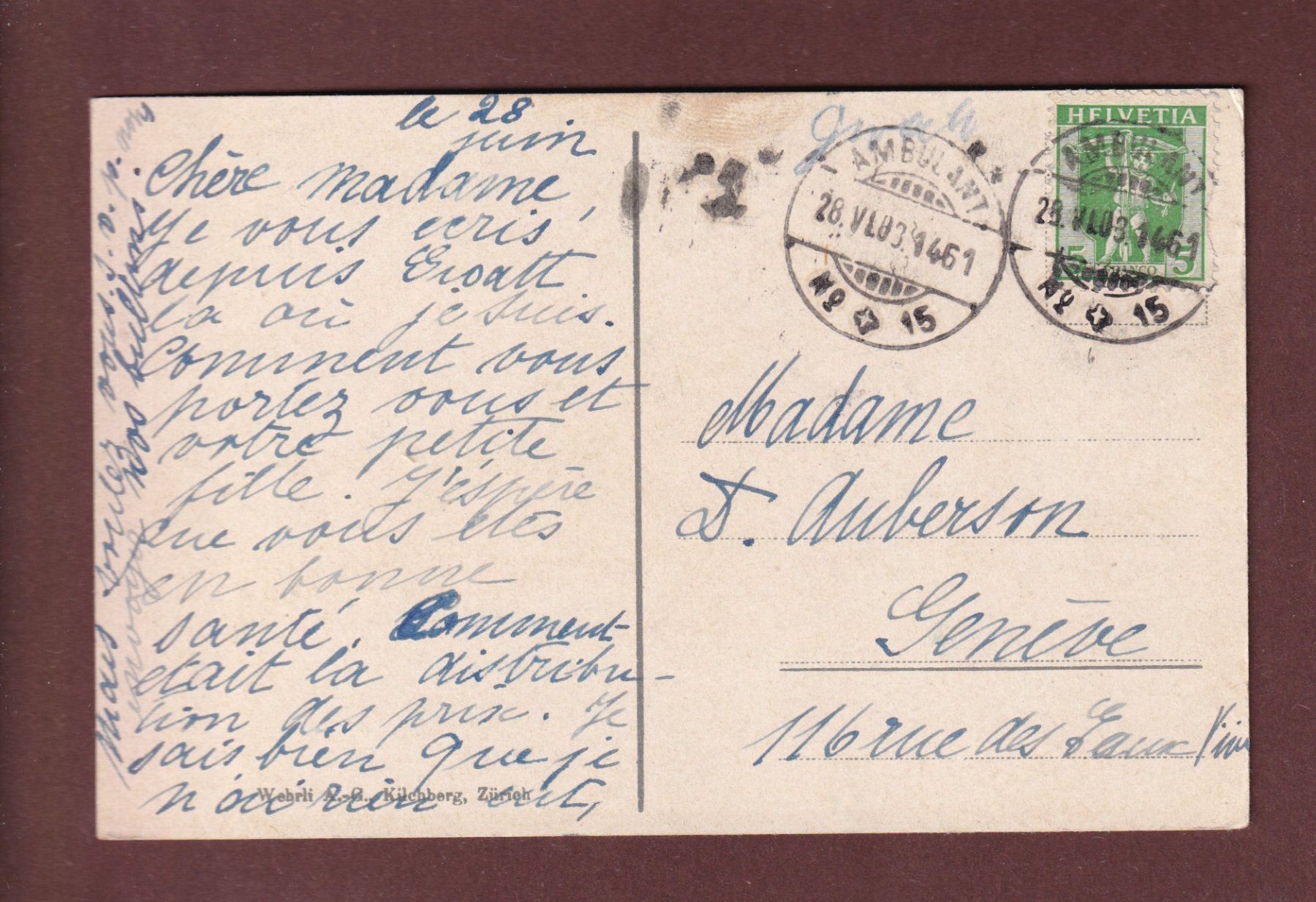 Ansichtskarten: THUN - Aareinsel - 1908 – Gebraucht aus Pully von nicecards-shop 1