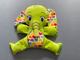Stofftier Elefant grün mit Herzmuster NEU