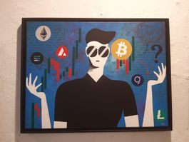 Destockage ⭐Peinture pop art edition 80x60 - Bitcoin/crypto