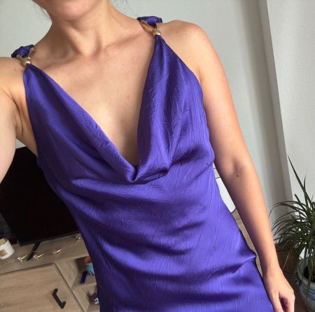 New purple satin dress