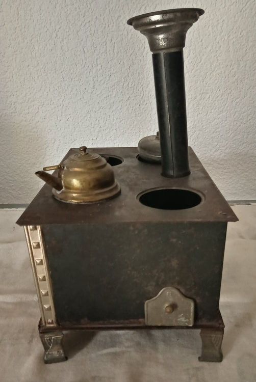 Rare Cuisinière à Alcool Jouet Ancien En Tôle – Napoléon III, XIXe, L 25,5 Cm