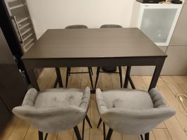 SUPER_TOP$$$ Bartisch Set mit vier Barhockern in Grau, neu!