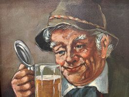Gemütliches Biertrinker Motiv im urigen Landhausstil