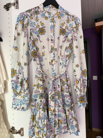 Hemant & Nandita Kleid weiss Blumenmuster Grösse S guter Zus
