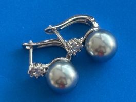 Luxus Elegante Kunstperle Ohrschmuck Ohrstecker Farbe:Silber