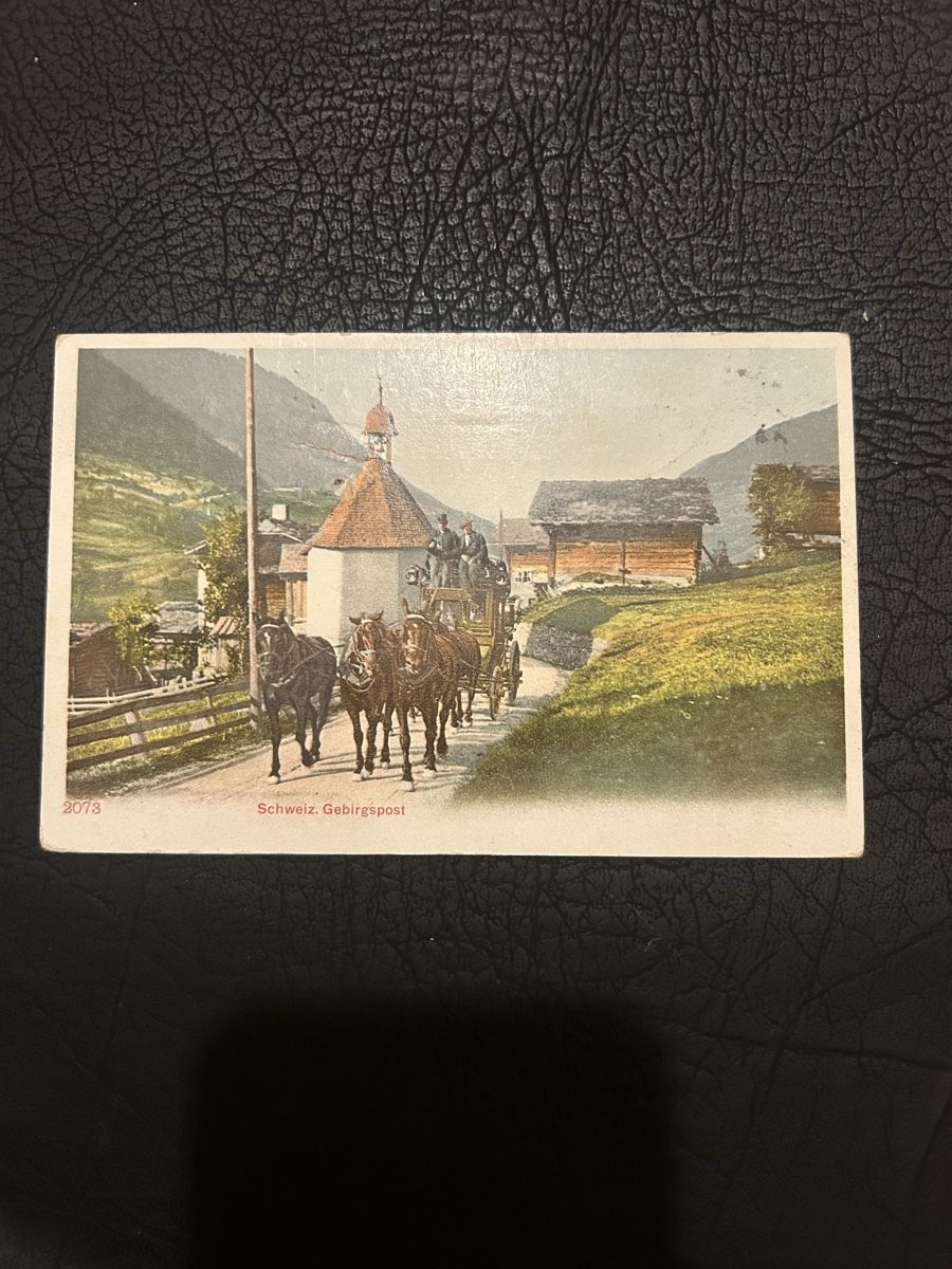 Cartoline postali: Schweiz Gebirgspost, Diligenza 1903 – Usato da Breganzona venduto da Milesbo