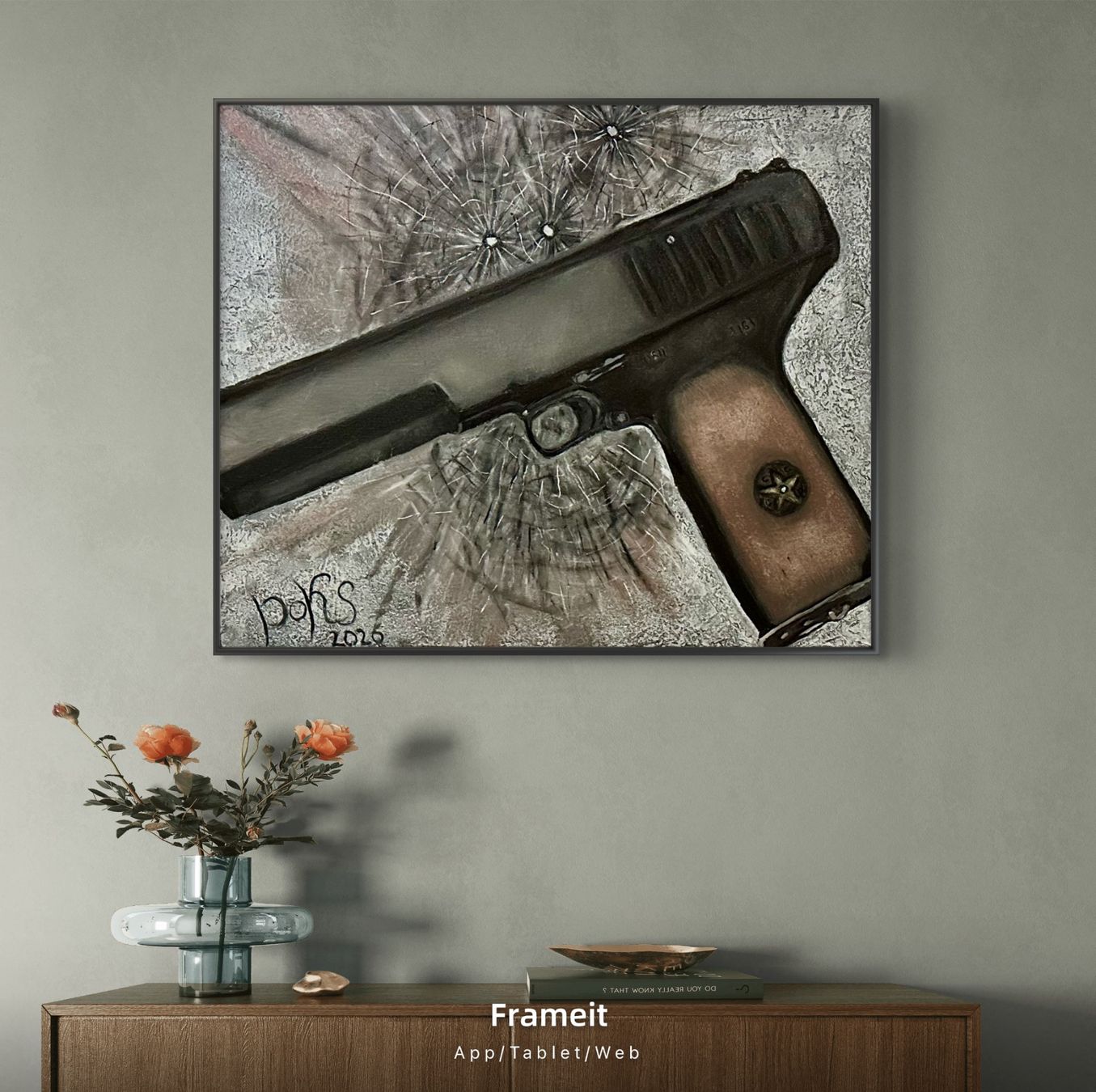 Dipinti: Pistol TT 1933 /Oil Bild Kunst Doks – Nuovo e nell'imballaggio originale da Beromünster venduto da dok_b8mf 1