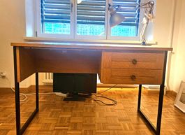 Mid Century Schreibtisch Holz Braun Schubladen