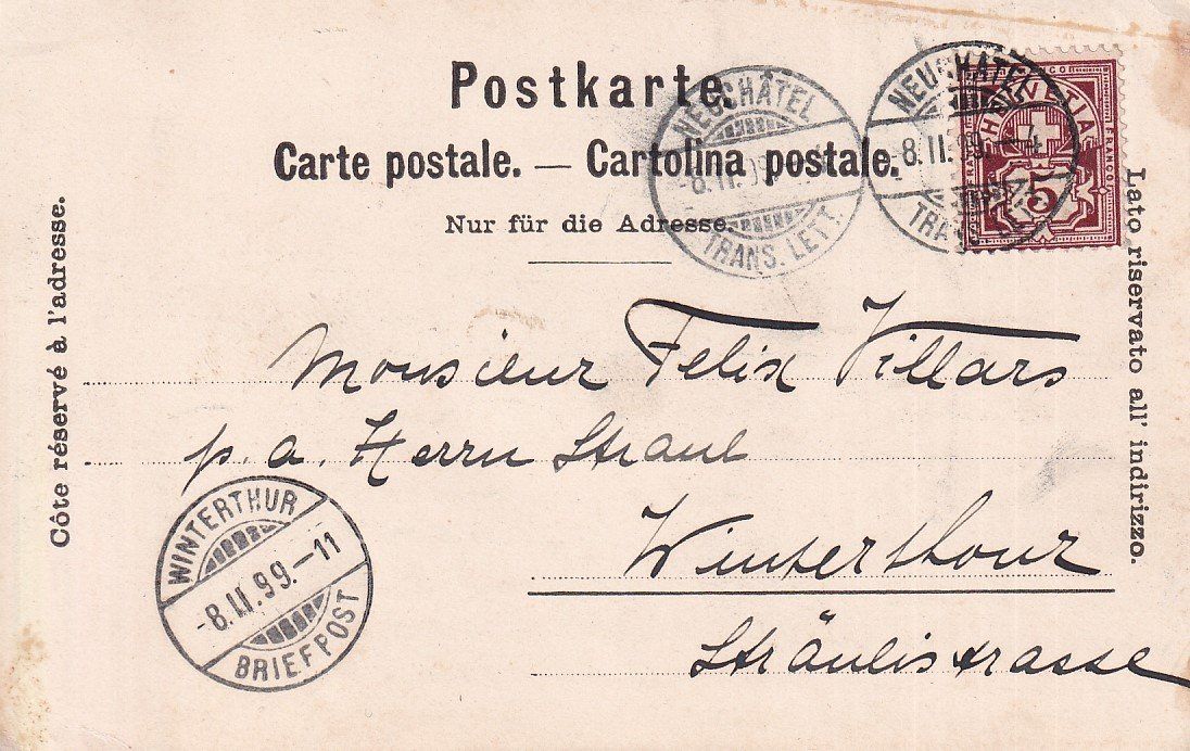 Cartoline postali: Neuchâtel  NE         en 1899 – Usato da Brig venduto da Valcards54 1