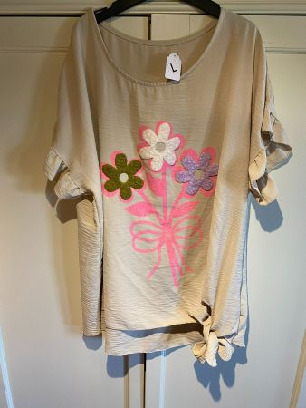 FRÜHLINGS BLUSE KURZARM,BEIGE