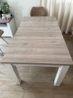 Esstisch 160x90cm ausziehbar auf 240cm, Holzoptik grau-beige