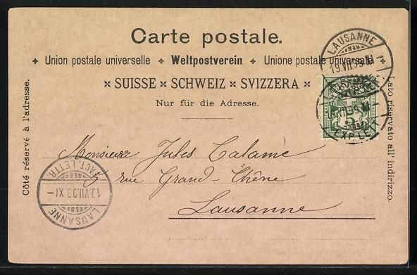 Ansichtskarten: Litho Glion /VD, Ortsansicht, Château d – Gebraucht aus Berlin von bartko-reher 1