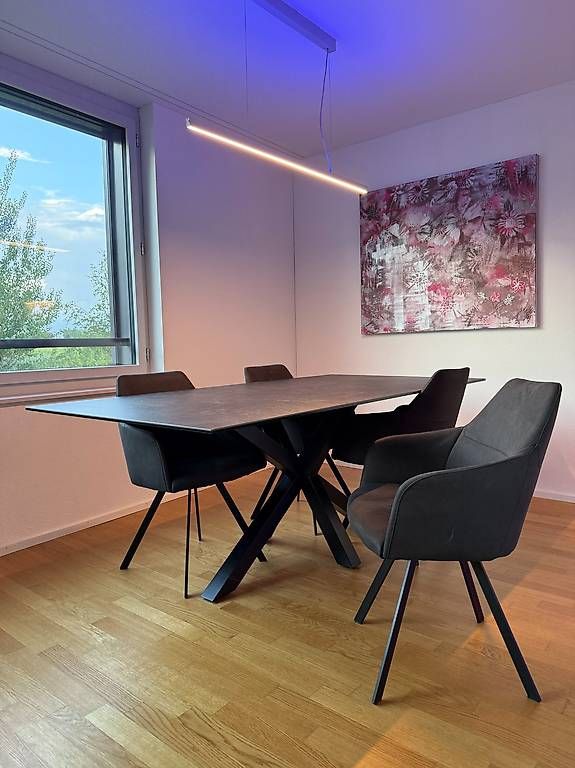 Conforama Set de table et chaises: Glaskeramik Tisch mit 4 Stühle – D'occasion à Oberglatt ZH par Jones98