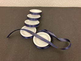 Geschenkbänder 5 Rollen, Stoff blau Glitter, je 6 Meter lang