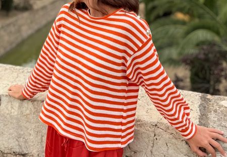 Pullover gestreift, beige/orange, Gr. S