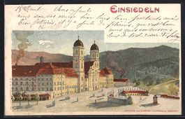 AK Einsiedeln, Aufgang zum Kloster, 1908