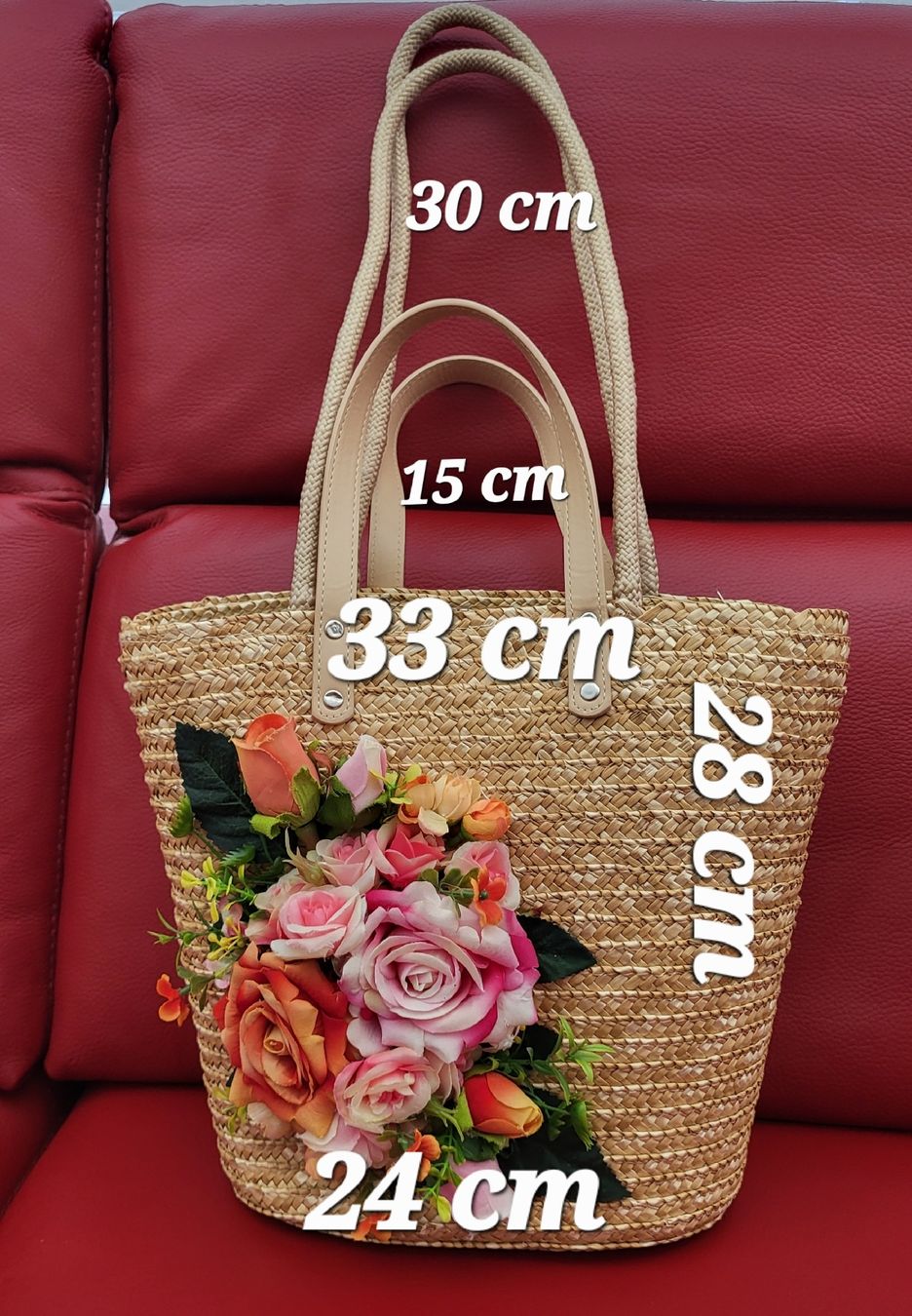 Borse da donna: Sac en paille décoré fleurs – Usato da Fribourg venduto da VictoriaShop7 7