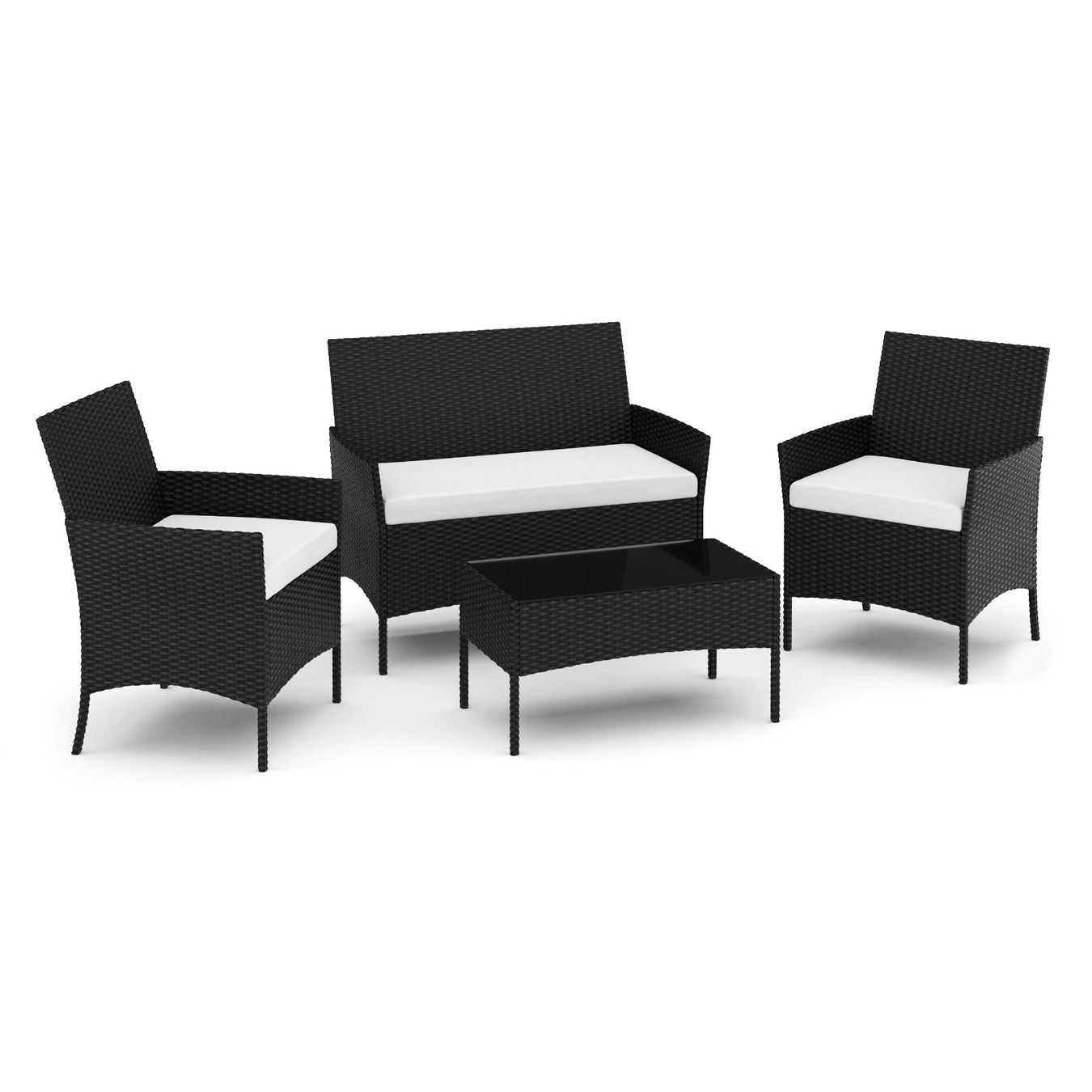 Tischset: Gartenset Rattan MOLDE schwarz/beige – Neu und originalverpackt aus Baar von KardosShop 2