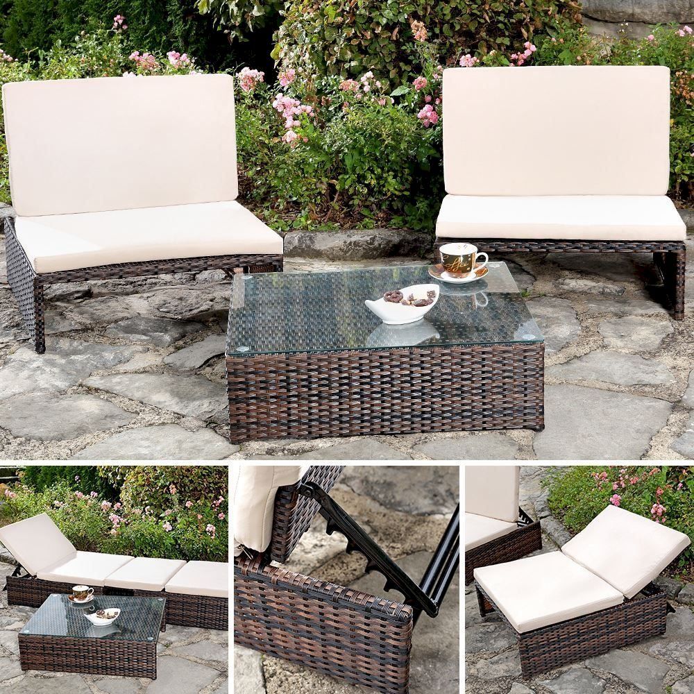 Set di tavolo e panche: Polyrattan Gartenset - 2 Sessel + Tisch – Nuovo e nell'imballaggio originale da Bottighofen venduto da zaap 4